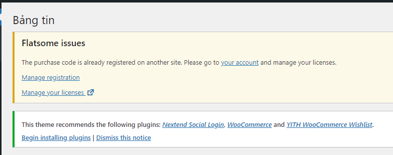 Tắt thông báo Flatsome issues khi update phiên bản mới