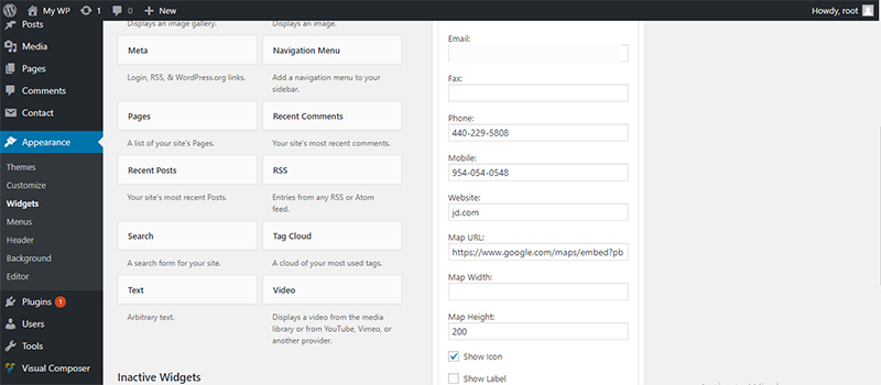 contact information widget