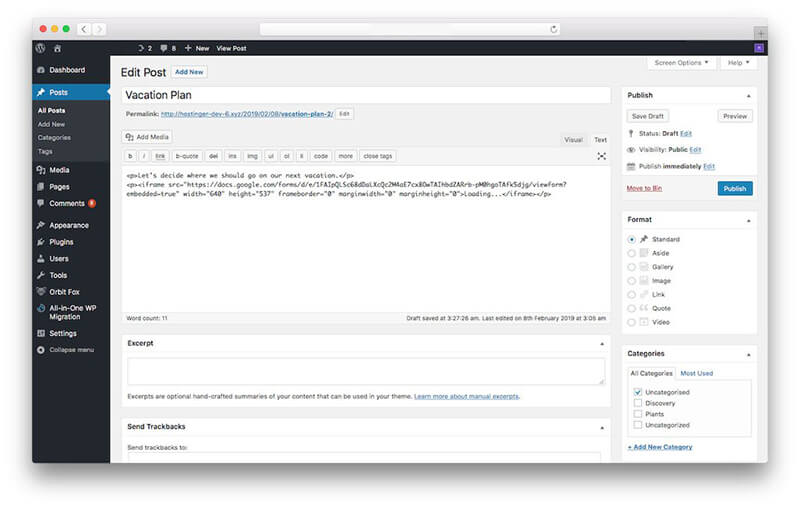 nhúng google form vào website