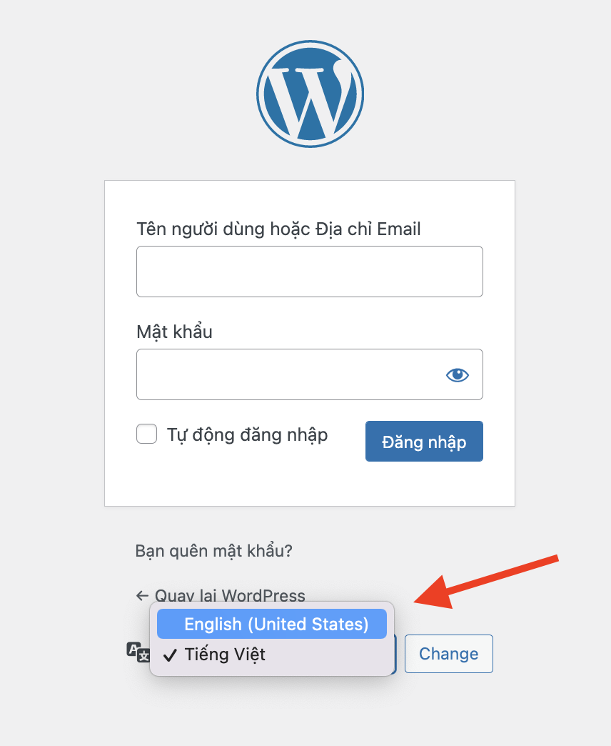 Tuỳ chọn chuyển đổi ngôn ngữ